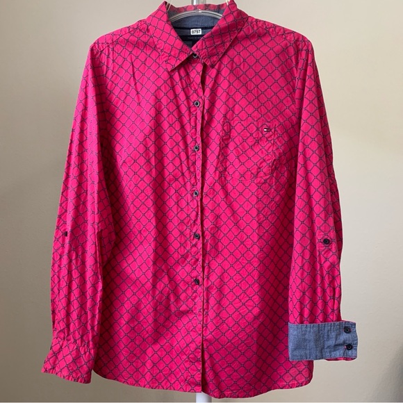 Tommy Hilfiger Tops - Tommy Hilfiger Women's Long Sleeve Button Up Classic Shirt Cotton Pink L *Flaw